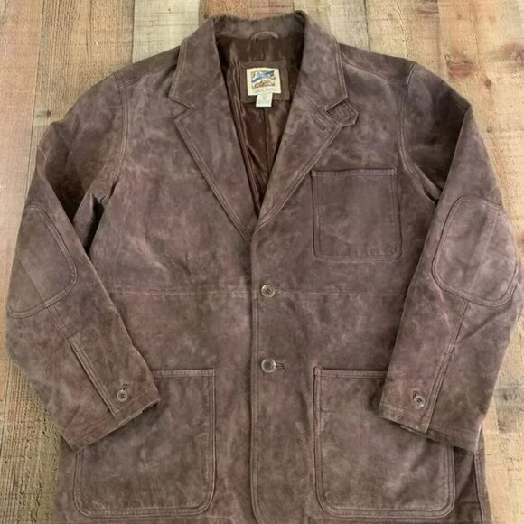 Vintage Travelsmith Leather Jacket Brown Buttons Pockets Steampunk Men’s Medium